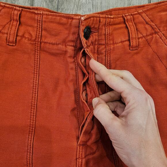 Free People Shorts Womens SIze 4 Micro Mini Denim Raw Fray Hem Burnt Orange - Picture 5 of 9